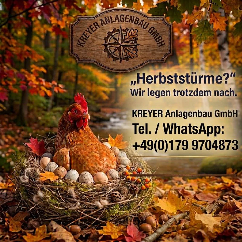 Herbststürme? Wir legen trotzdem nach. KREYER Anlagenbau GmbH. Telefon und WhatsApp: +49 179 9704873